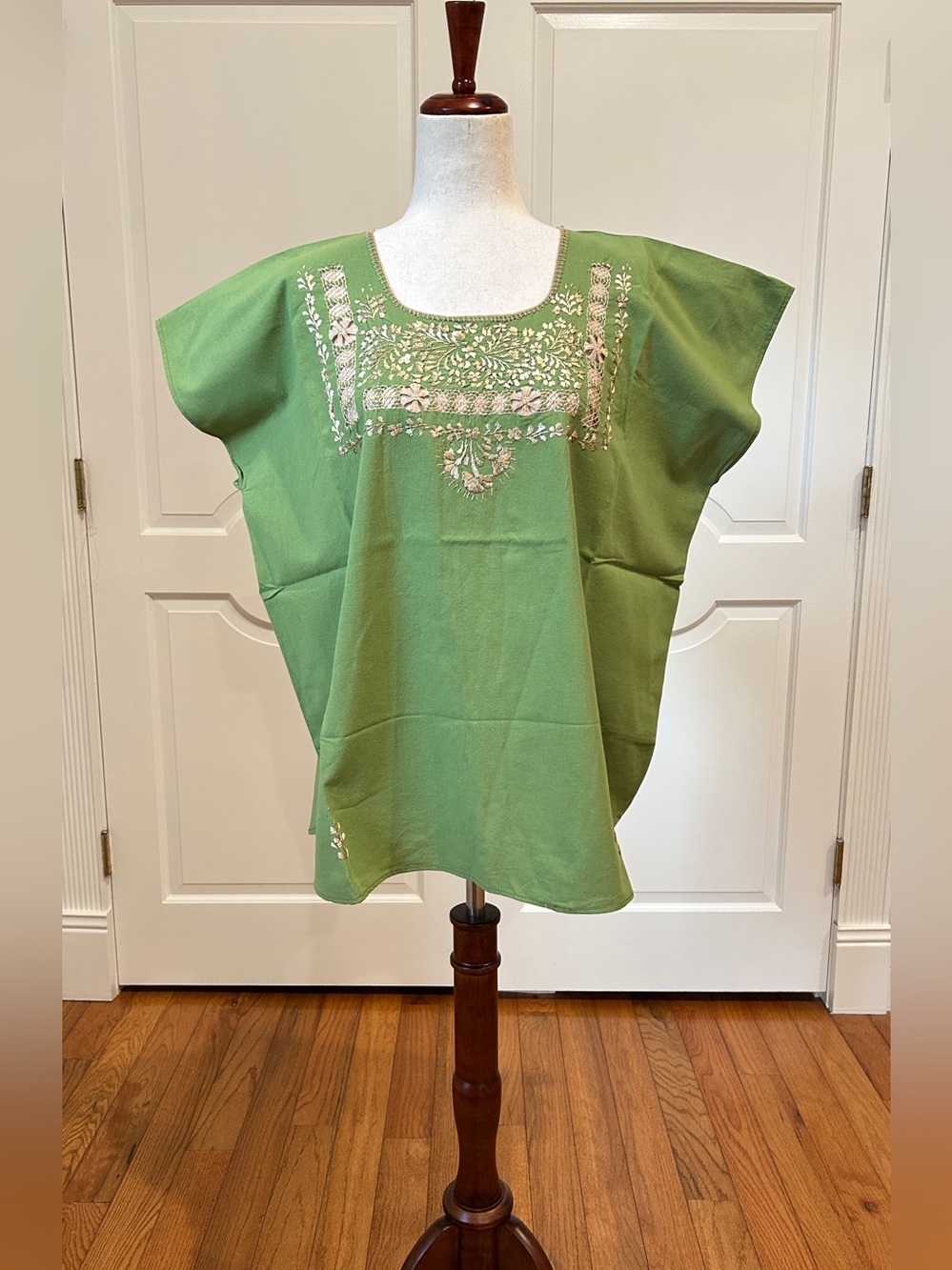 Hand Embroidered and deshilado Artisan Top, Boho,Hippie,Hand Made.One of A Kind.